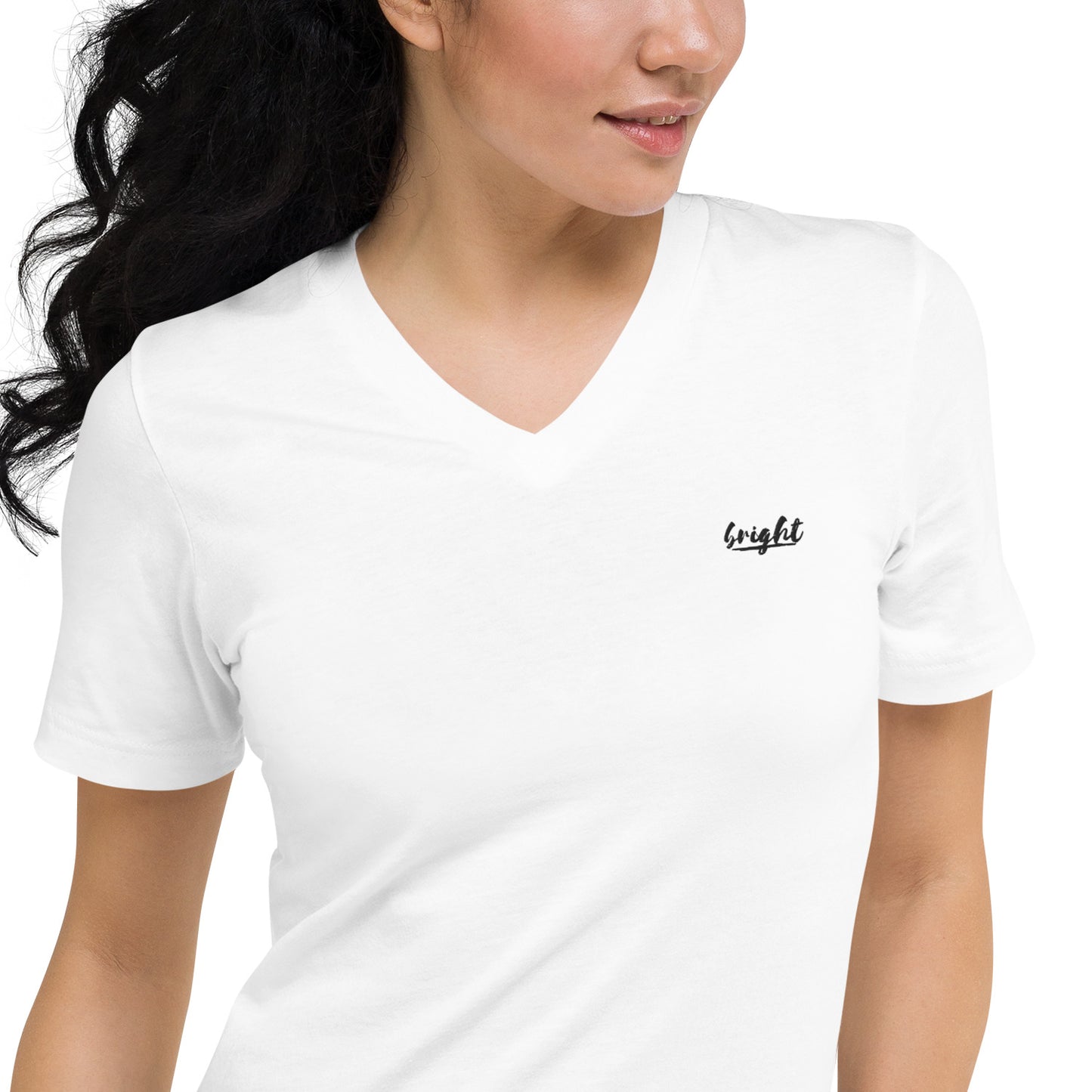 BRIGHT| Black Logo V Neck