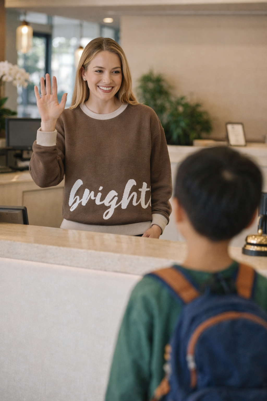BRIGHT | LOGO UNISEX Relaxed fit knitted crew neck sweater