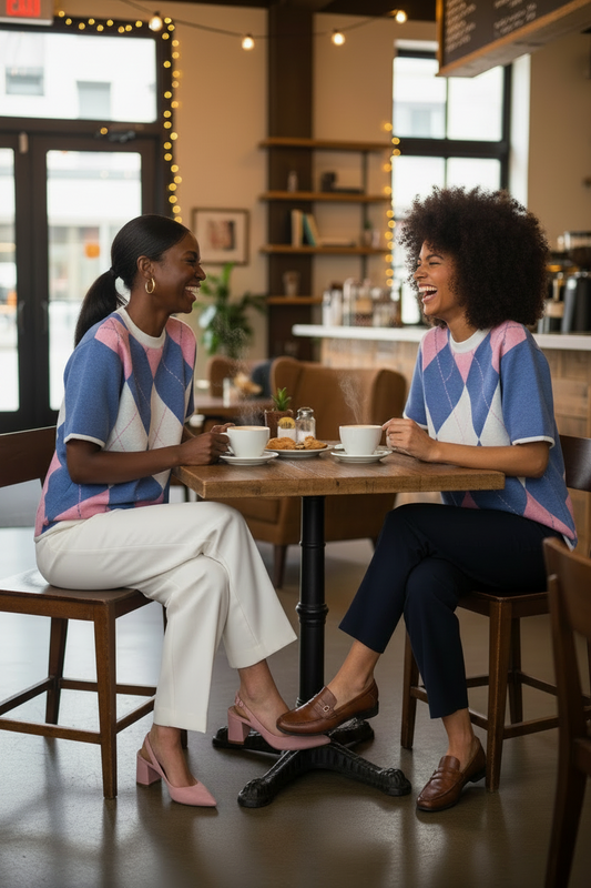 JJOA | CLASSIC ARGYLE LIGHTWEIGHT KNIT TEE