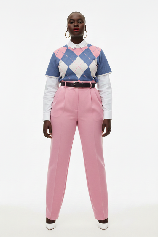 JJOA | CLASSIC ARGYLE LIGHTWEIGHT KNIT TEE