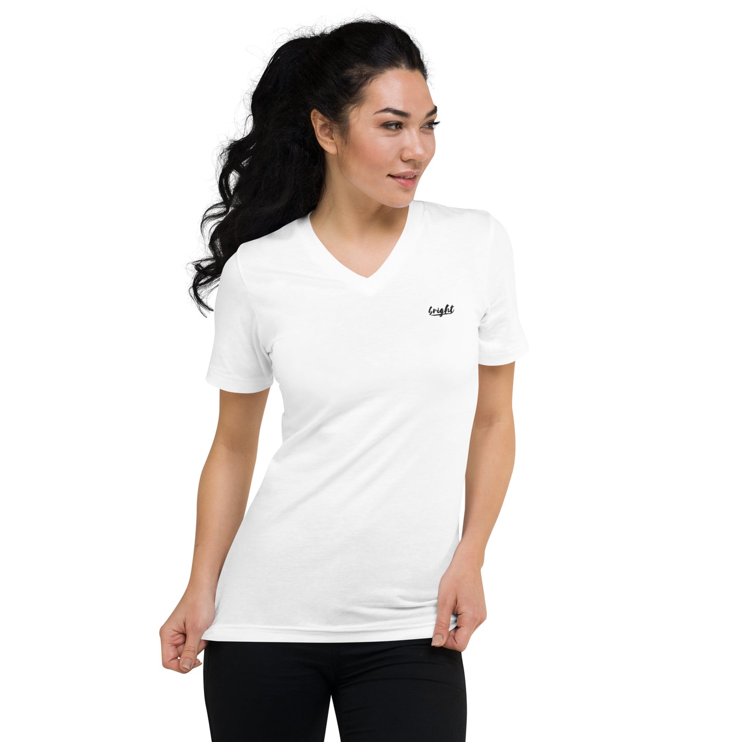 BRIGHT| Black Logo V Neck